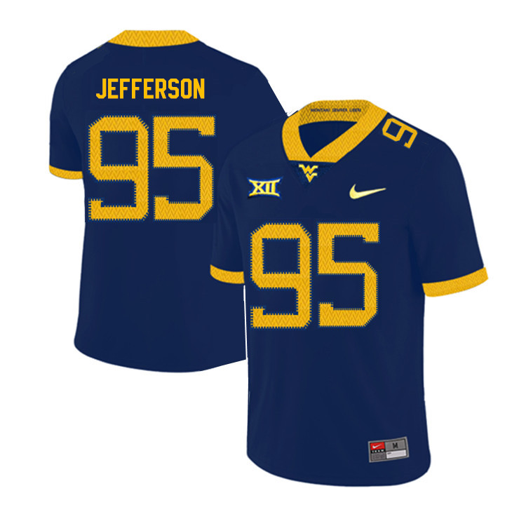 NCAA Men's Jordan Jefferson West Virginia Mountaineers Navy #95 Nike Stitched Football College 2019 Authentic Jersey RV23E60TM